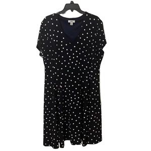 Croft& Barrow Dark Blue and White Polka Dot Dress